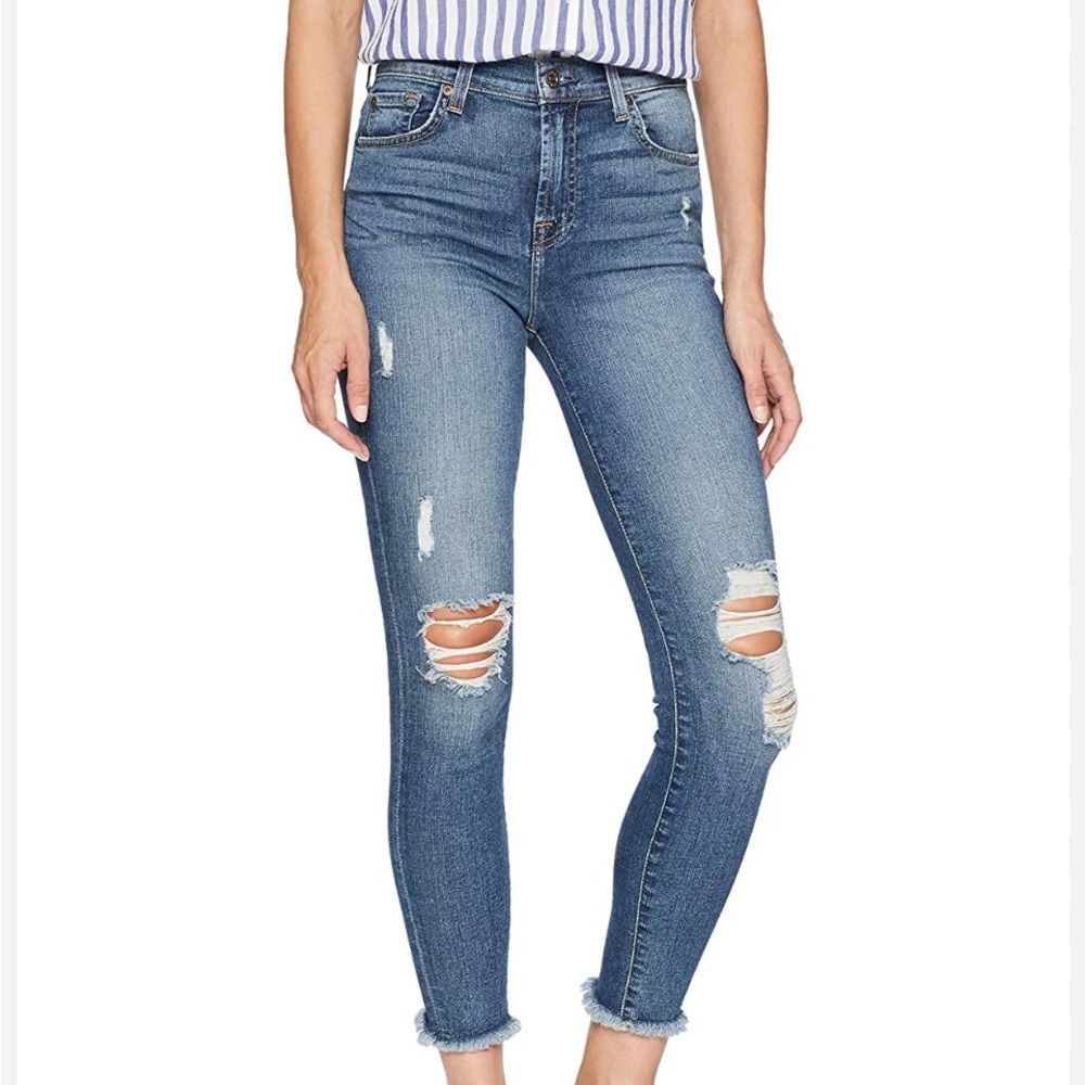 7 For All Mankind Destroyed Ankle Gwenevere Jeans sz 26